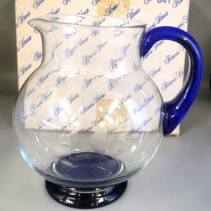 Rare Vintage Princess House Heritage Pitcher Blue Sapphire with Original Box